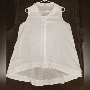 Women's Hi-Lo Button Down Linen Sleeveless Top